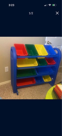 Kids storage organizer with bins