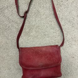 Vintage Coach Sonoma Flap Bag 4903 Red Pebbled Leather Crossbody Purse USA