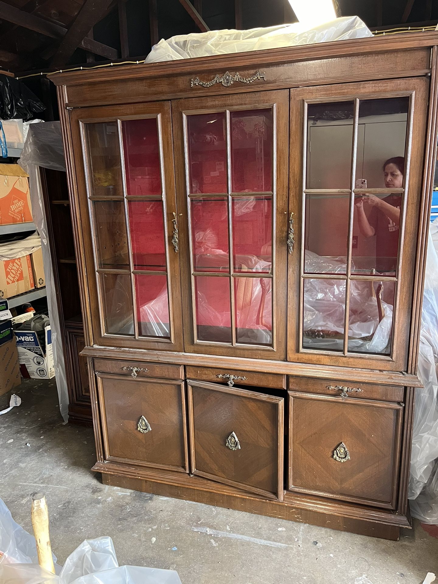 Beautiful Antique China Cabinet Wood