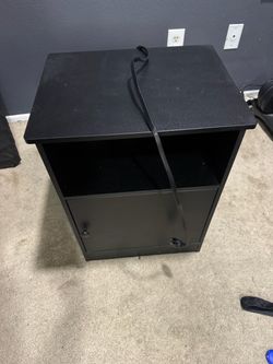 Black Nightstand – Built-In Charging Station
