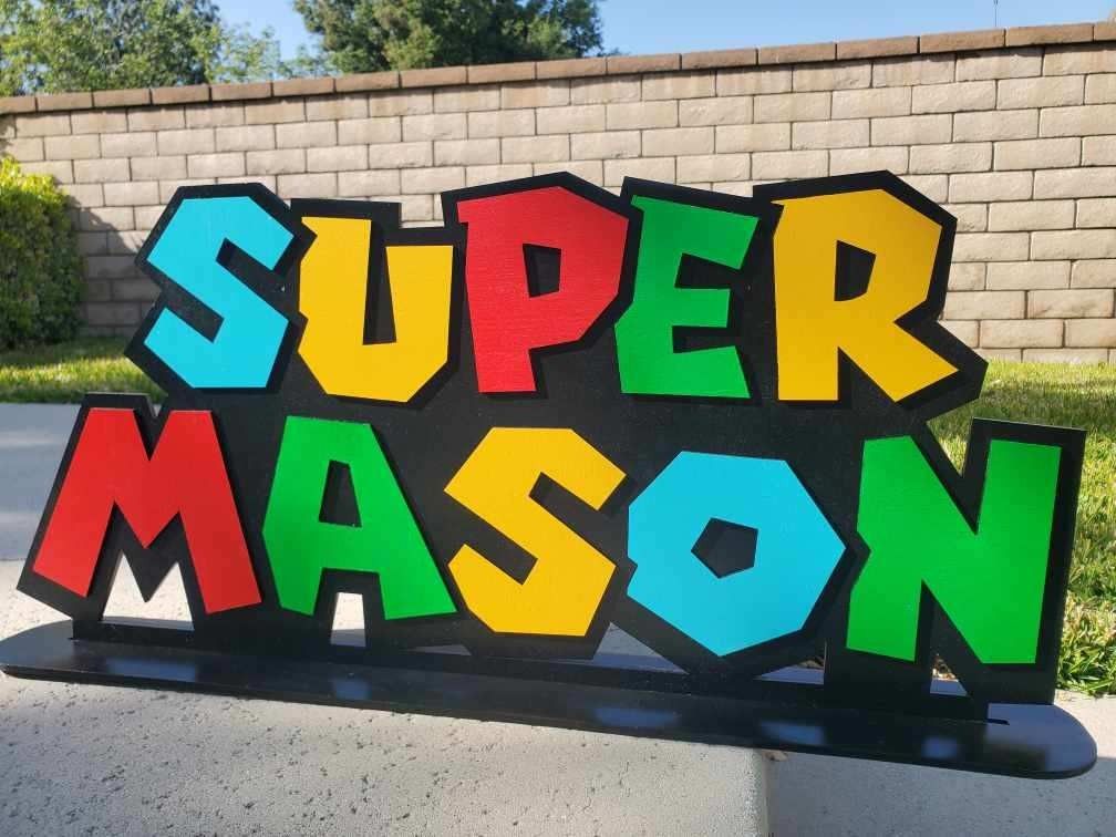 Personalized Super-Mario Bros-inspired Wooden Sign