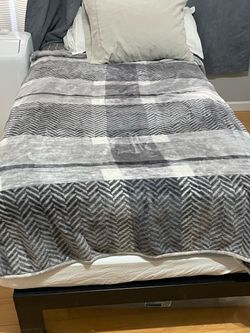 Twin bed, Ikea black metal frame and mattress