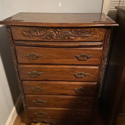 Five drawer, dresser with jewelry box and mirror