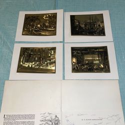 Collectors Portfolio Of Gold Etch Prints By Lionel Barrymore Set Of 4 w auto
