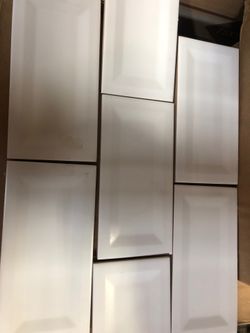 Inverted beveled flat white tile 3/6 inches $1.50 sq ft