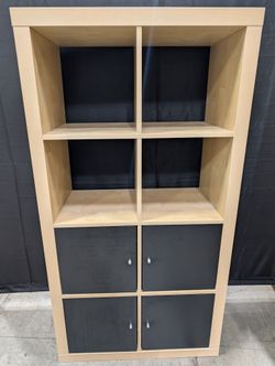 Versatile 8-Cube Organizer Shelf with Black Storage Bins