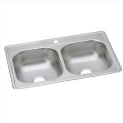 kitchen sink Elkay Dayton 33" X 22" X 7 1/16" 1 Hole Equal Double Bowl Drop In Sink - Stainless Stee