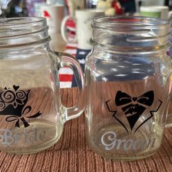 Bride And Groom mason Jars 