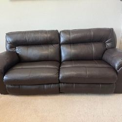 Catnapper Brown Leather Manual Reclining Sofa – 90” – Excellent Condition – $400