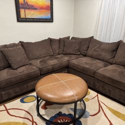 Chocolate Fabric Sectional Couch $450