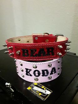 Dog collar 100%leather S,M,L,XL custom with spikes (collare para perros grandes resistentes todas las medidas puro cuero)