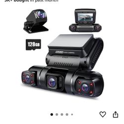PRUVEEO 360 Degree View 4 Channel Dash Cam Front and Rear Inside Left Right, Dash Camera for Cars, Built-in GPS WiFi Night Vision, 24/7 Recording Park