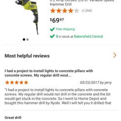 5/8 IN. VSR HAMMER DRILL $50