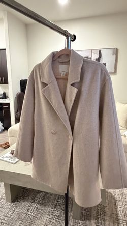 H&M Neutral Beige Double-Breasted Coat
