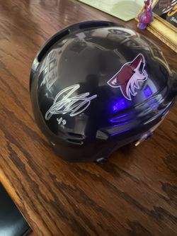Jordan Martinook signed Arizona Coyotes mini hockey helmet