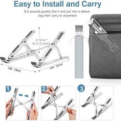 Laptop Stand, Laptop Holder Riser Computer Tablet Stand, 6 Angles Adjustable Aluminum Ergonomic Foldable Portable Desktop Holder, Compatible with 10-1