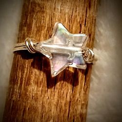 Acrylic Star Ring 7.5 Hand Wrapped 
