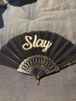 Black and Gold "Slay" Decorative Hand Fan