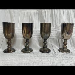 W&S Blackington Goblets 3 5/8” Silver-plated over brass. Signed.#4
