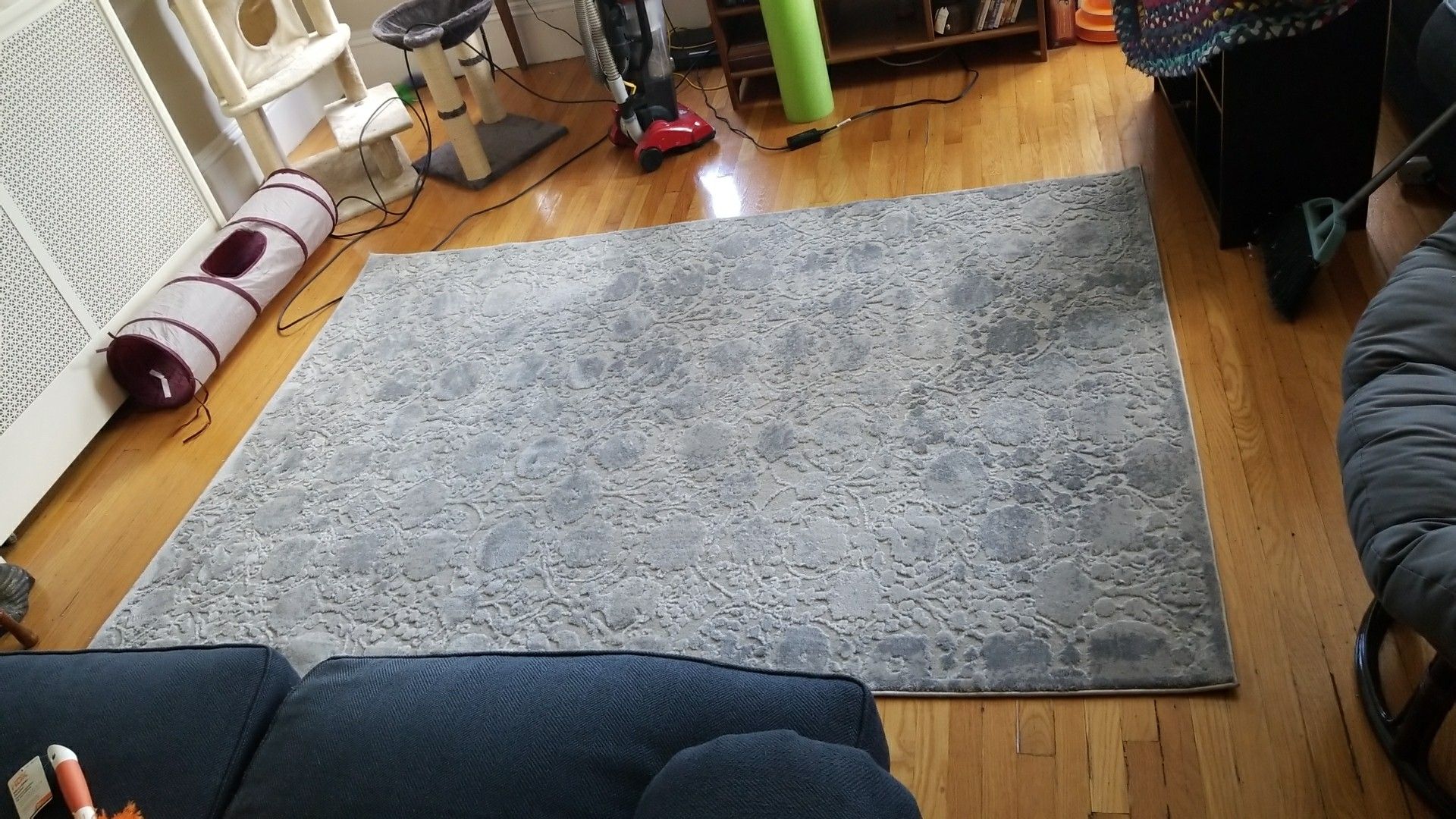 Grey/silver textured/patterned area rug (5x7)