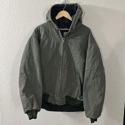 Vtg Carhartt J280 MOS Jacket Men’s XL Olive Green Duck Canvas Quilt Lined Hooded