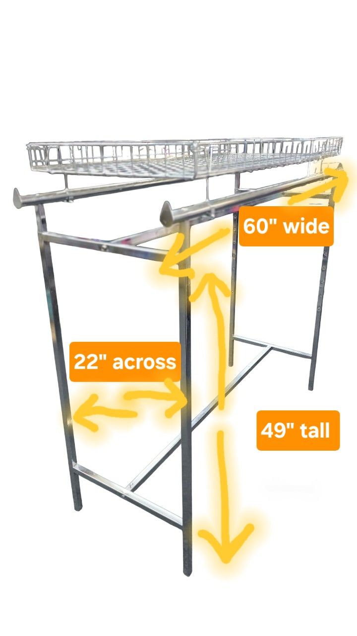 Chrome Clothing Garmet Rack With Top Basket