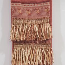  Bath towels 3 pieces set designed by Crest home decor, new with tag, 100% cotton orange decorated with embroidered lace & silky fringe. 

Nara collec