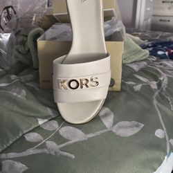 Michael Kors White Slide Sandals