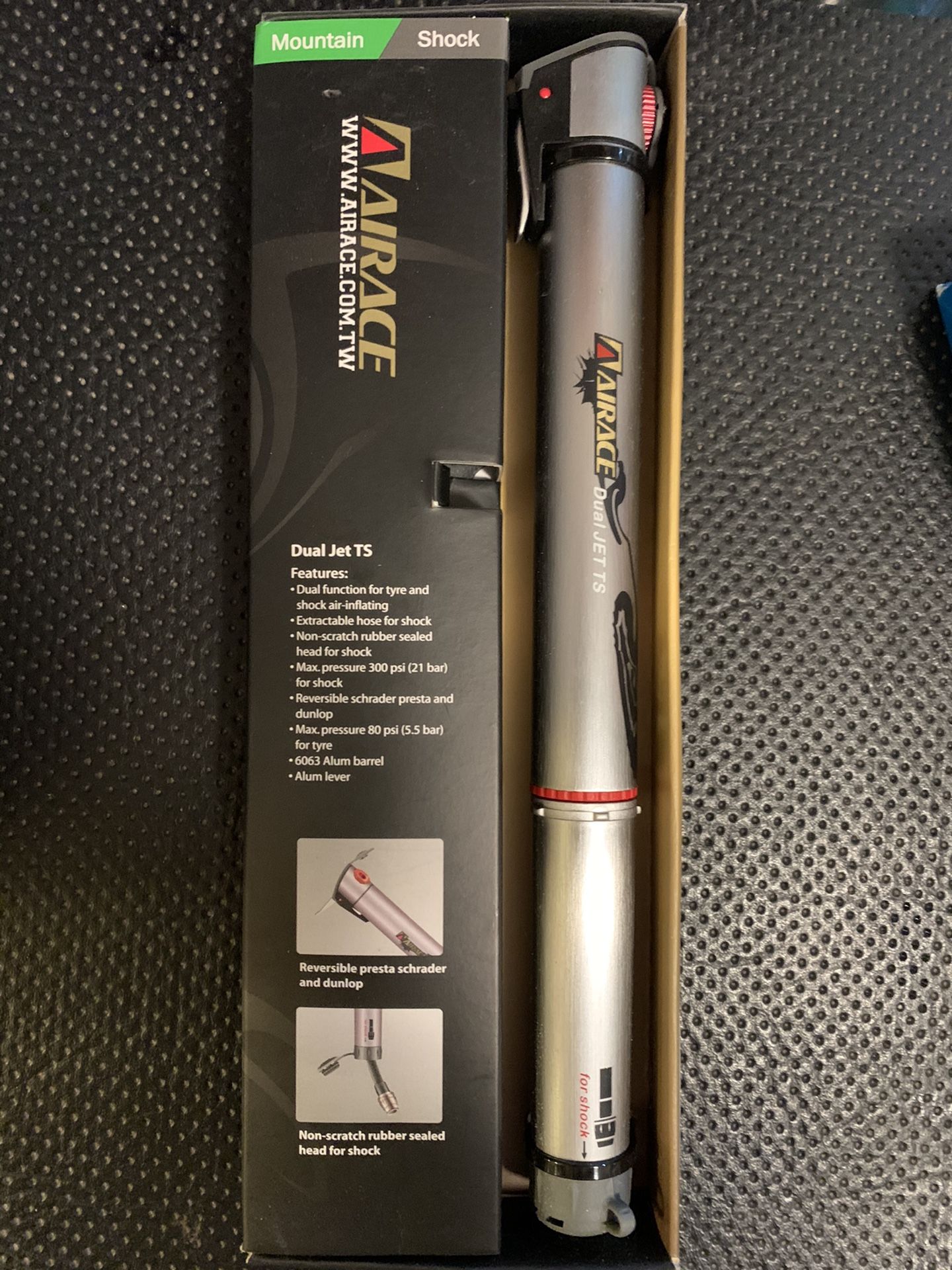 Airace dual jet ts bicycle and shock pump (new)