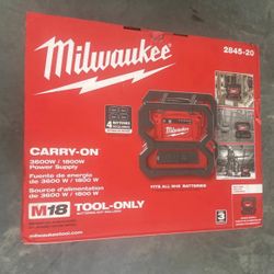 Milwaukee M18 18V Lithium-lon Cordless 3600-Watt/1800-Watt Battery Powered Power Supply