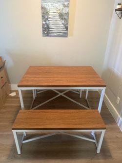 Dining Table Set with Two Benches