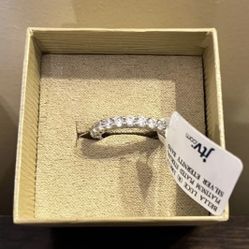 New JTV Cubic Zirconia in Platinum Over Sterling Silver Eternity Ring  Sz 8