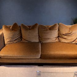 High-End Brown Velvet Sofa - Excellent Condition