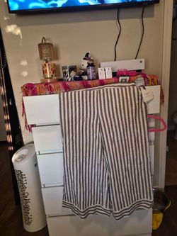 Gray and White Striped Pants Brand New