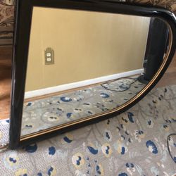 Beautiful Black Lacquer Mirror With Ready To Hang Brackets 