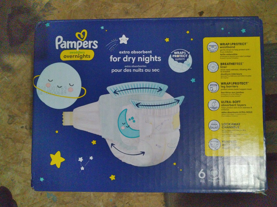 Size 6 Pampers Swaddlers Overnights 72 Count