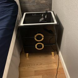 Modern Black High-gloss Nightstand 
