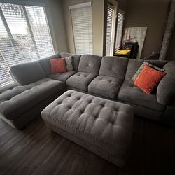 Jerome’s Sectional Sofa Couch - L Shape Dark Gray