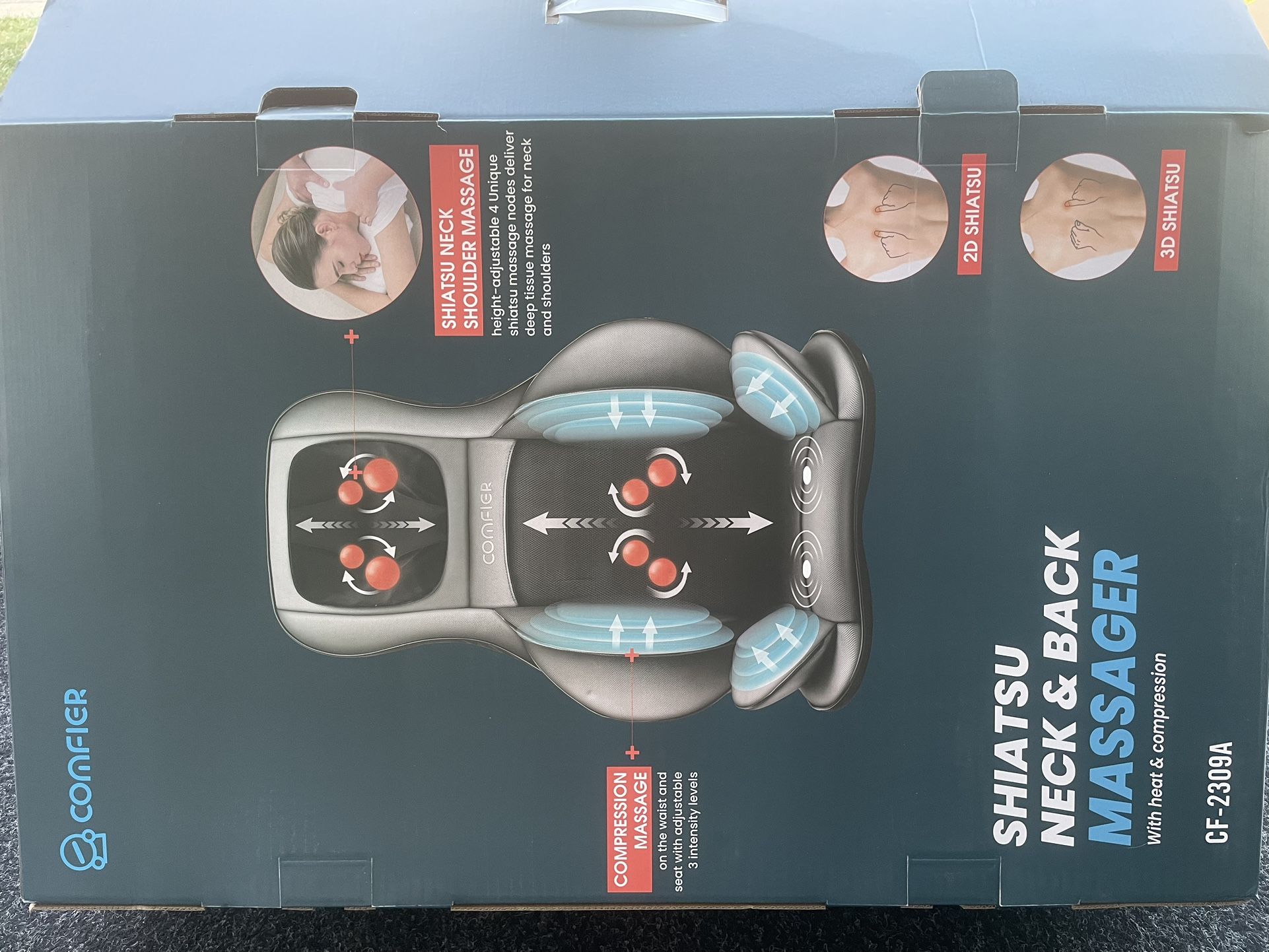 Comfier Shiatsu Neck & Back Massager With Hear And Compression