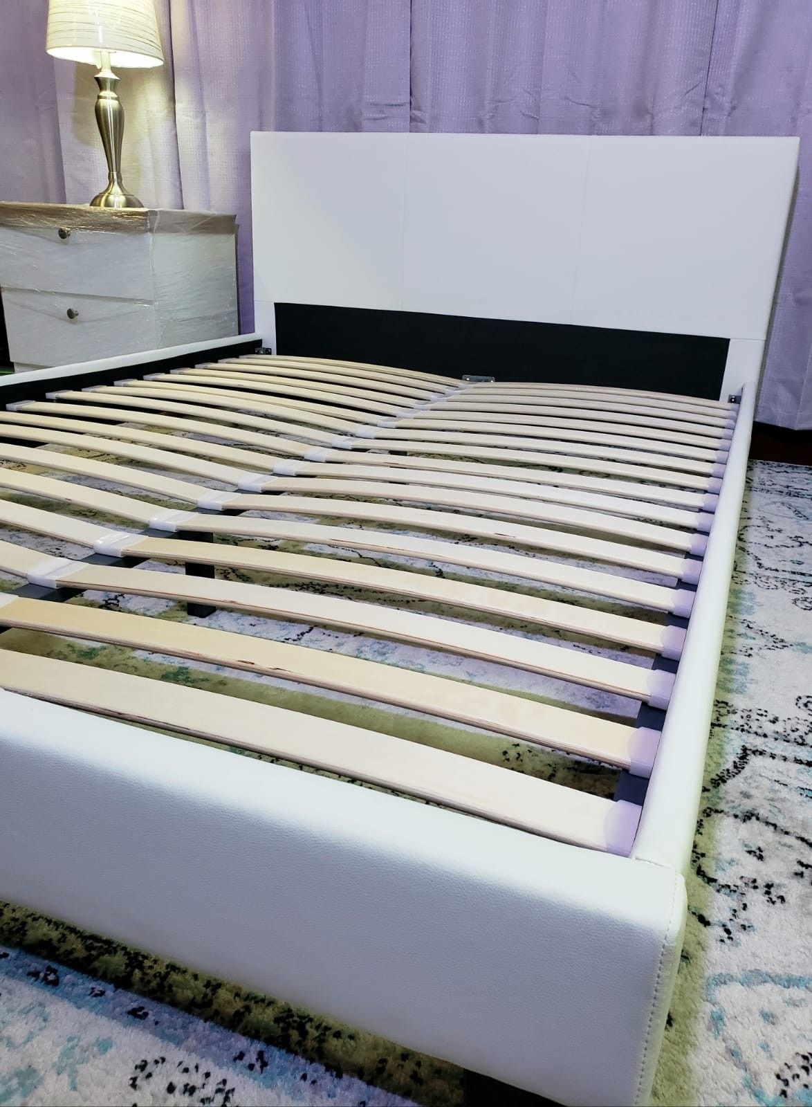 FULL upholstered platform bed frame come NEW IN BOX, mattress sold separately