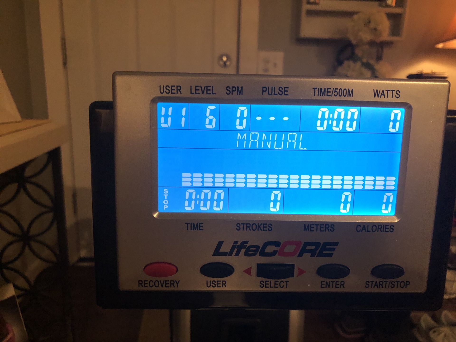 Large LifeCore R100 commercial gym air rowing machine Rower works