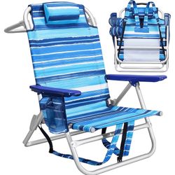 Backpack Beach Chairs for Adults,Portable Folding Camping Chair with Cup Holder & Towel Rack
