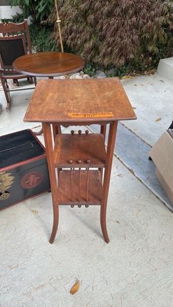 Antique Walnut Side Table with Shelves