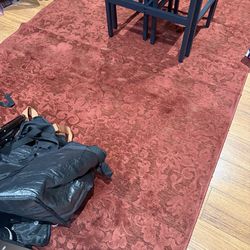 Large Red Floral Area Rug – 63” x 92”