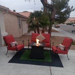 Patio Set Fire Pit And Furniture Set With Cushions 