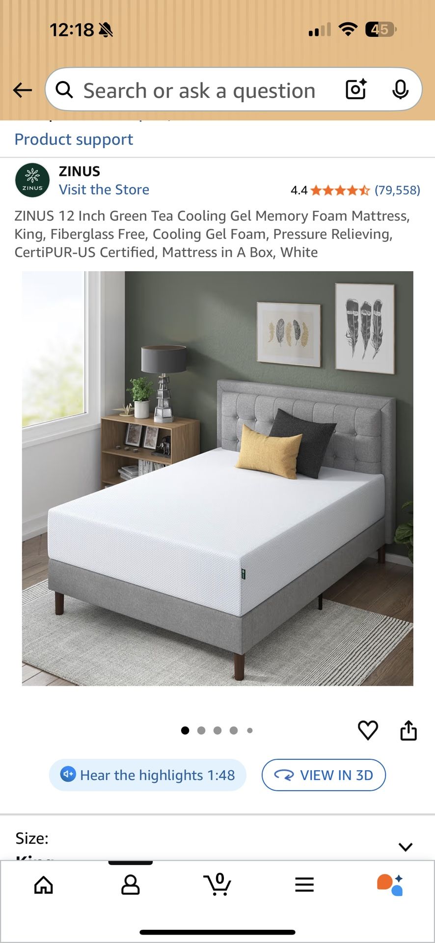King Size Foam Mattress - Like New