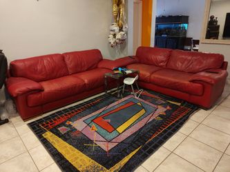 Cindy Crawford Red Leather Sofa