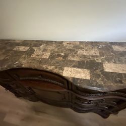 Elegant Marble Top Heavy Dresser – Multiple Drawers + Extras!