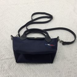 LongChamp Le Pliage Tres Paris Navy Mini pouch with Shoulder Strap 
