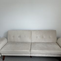 Futon - 90” Adjustable Soft Velvet Sofa Bed